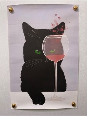 Black Cat Canvas Poster with Green Eyes - Pet Cat Wall Art (20x30cm)